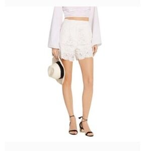 Maje White Guipure Lace High Waisted Shorts Scalloped Hem Size 40
